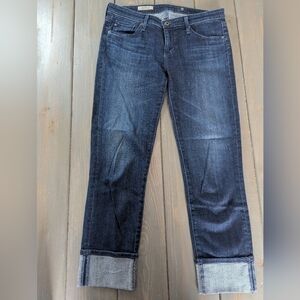 AG Adriano Goldschmied Stevie Cuff Jeans 28 Slim Straight Dark Wash